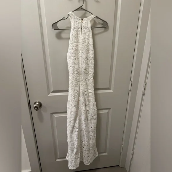 Maje White knit midi dress Lace Halter-Style Maxi Dress - Picture 7 of 11